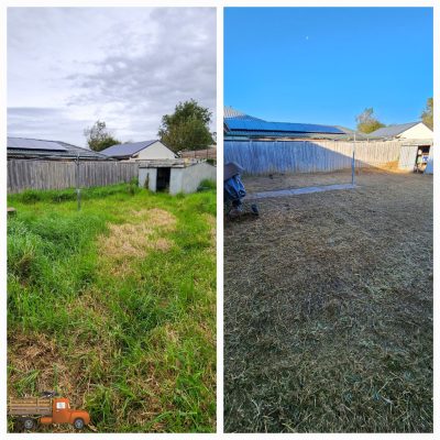 Before and after overgrown backyard grass cutting in Carrum Downs by Backyard Cleanup